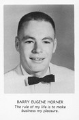 Barry Eugene Horner died November 27, 1981, in Luray, Virginia. He attended Catawba College and graduated from North Carolina State University. - Barry-Eugene-Horner-1960-Boyden-High-School-Salisbury-NC